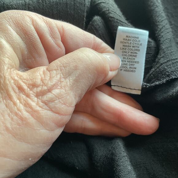 Cato Black Loose/Tunic 3/4 Sleeve w/ Embroidery Accent Elastic Neck Top XL - Picture 6 of 7